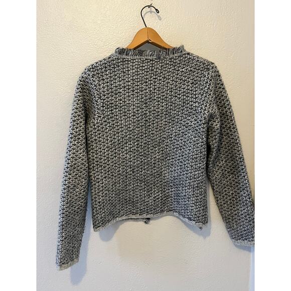 Women's Cocogio gray tweed open winter fall wool blend cardigan sweater size M - Picture 2 of 6